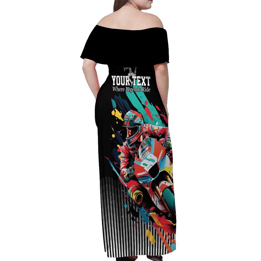 Personalized Isle of Man TT Off Shoulder Maxi Dress Motorcycle Racing