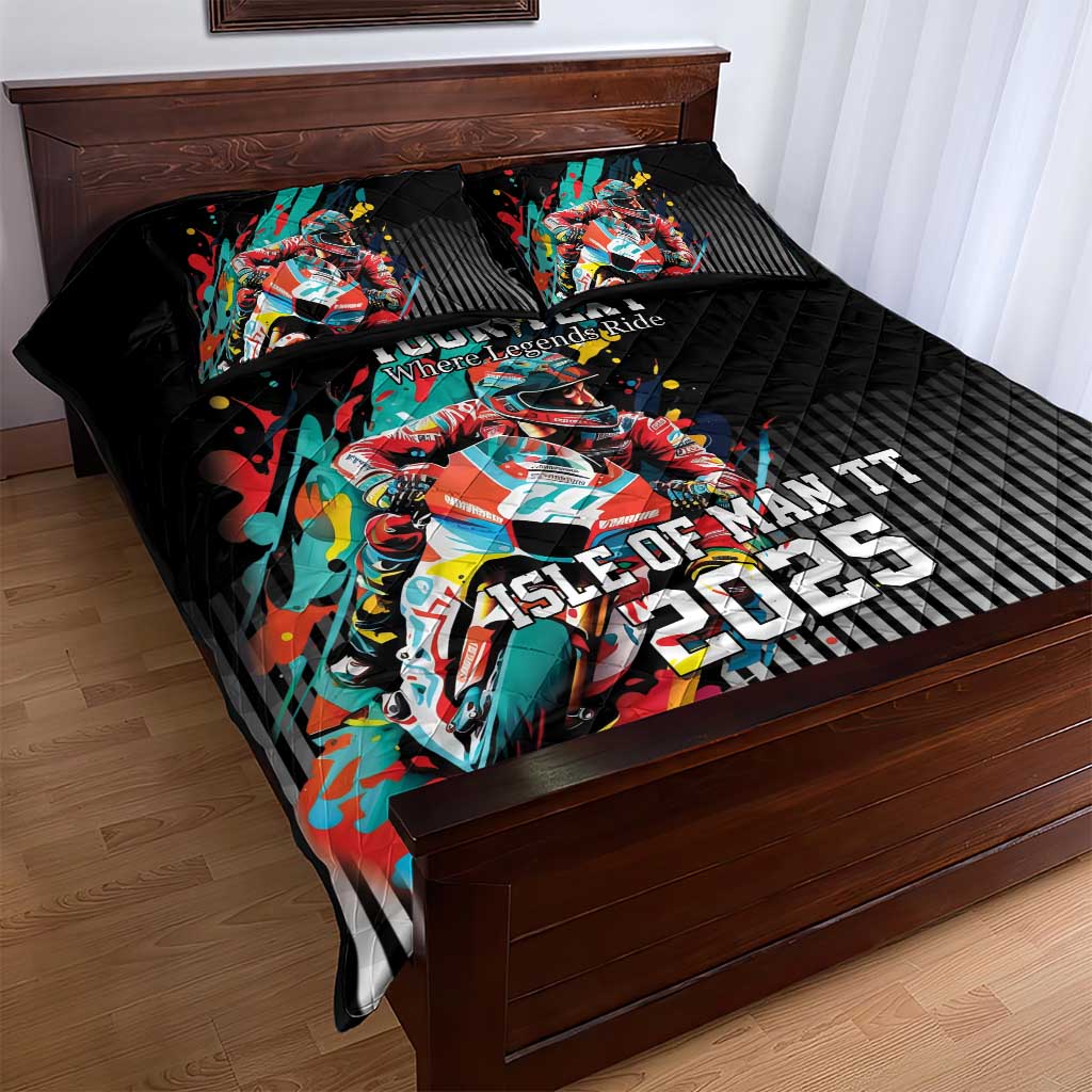 Personalized Isle of Man TT Quilt Bed Set Motorcycle Racing