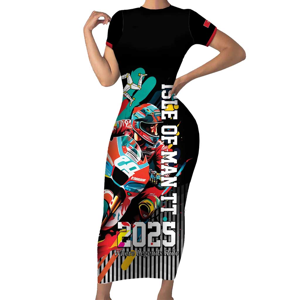 Personalized Isle of Man TT Short Sleeve Bodycon Dress Motorcycle Racing