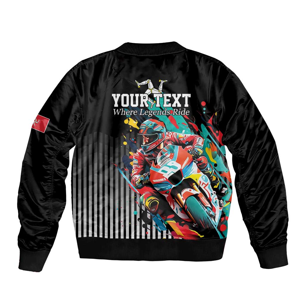 Personalized Isle of Man TT Sleeve Zip Bomber Jacket Motorcycle Racing