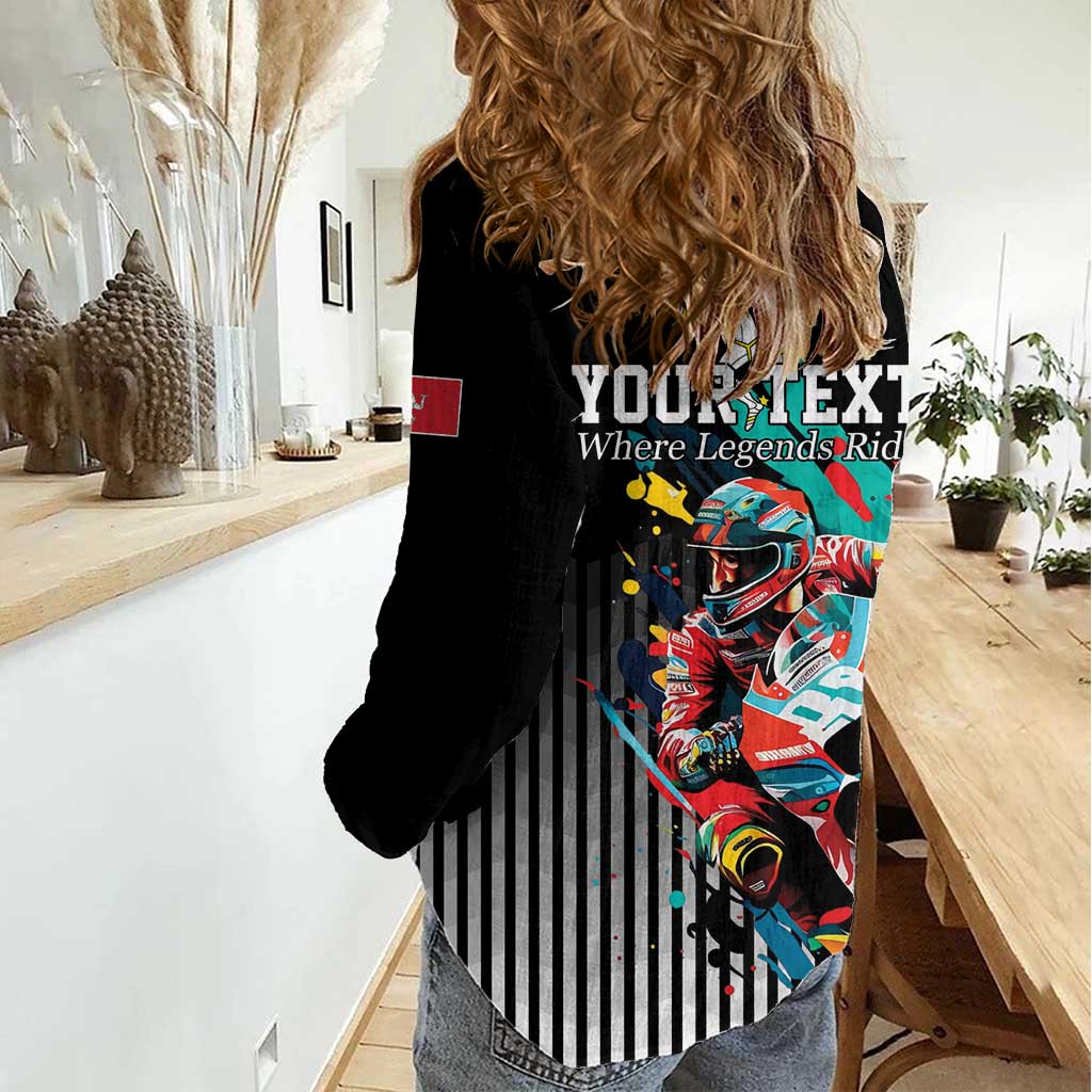 Personalized Isle of Man TT Women Casual Shirt Motorcycle Racing