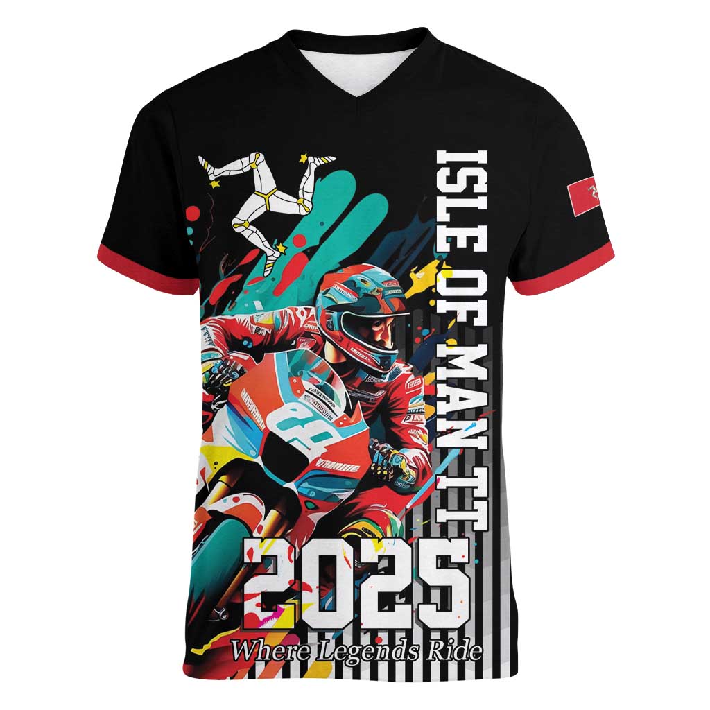 Personalized Isle of Man TT Women V-Neck T-Shirt Motorcycle Racing