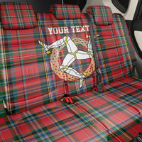 Personalized Isle of Man Triskelion Back Car Seat Cover Celtic Knots with Red Tartan