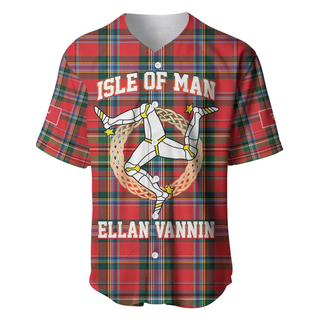 Personalized Isle of Man Triskelion Baseball Jersey Celtic Knots with Red Tartan