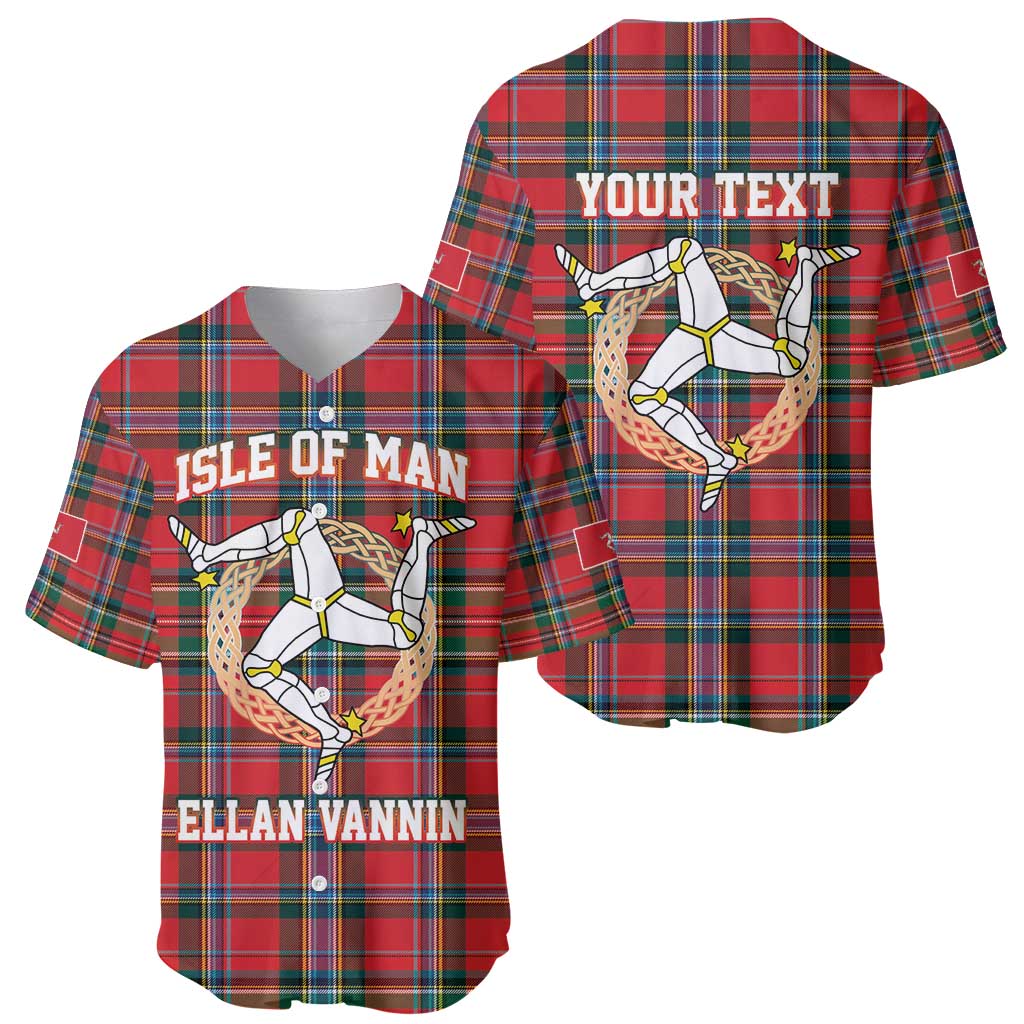 Personalized Isle of Man Triskelion Baseball Jersey Celtic Knots with Red Tartan