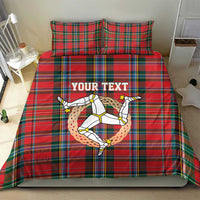Personalized Isle of Man Triskelion Bedding Set Celtic Knots with Red Tartan