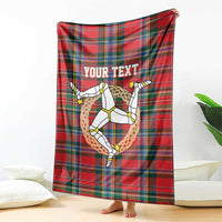 Personalized Isle of Man Triskelion Blanket Celtic Knots with Red Tartan