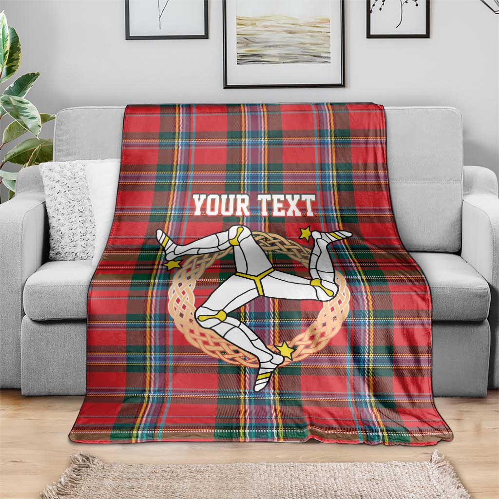 Personalized Isle of Man Triskelion Blanket Celtic Knots with Red Tartan