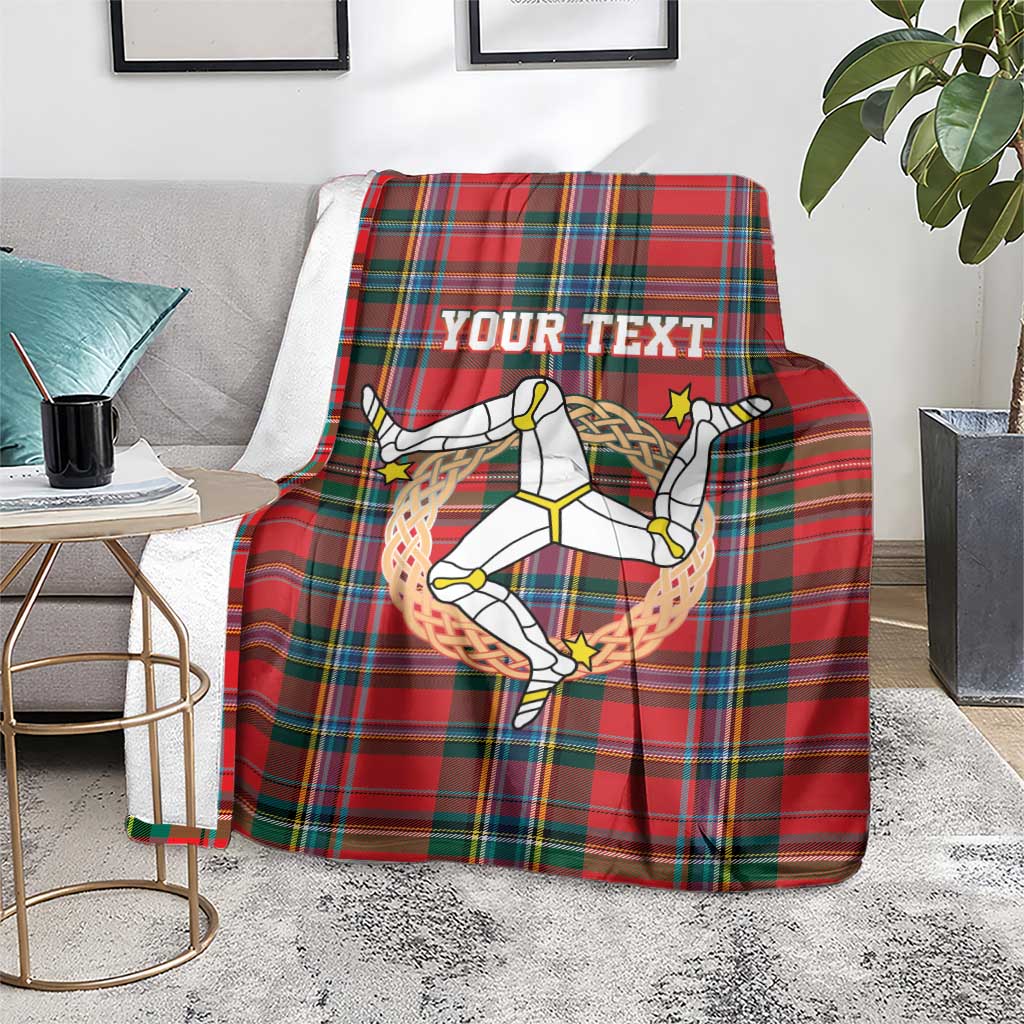 Personalized Isle of Man Triskelion Blanket Celtic Knots with Red Tartan