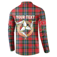 Personalized Isle of Man Triskelion Button Sweatshirt Celtic Knots with Red Tartan