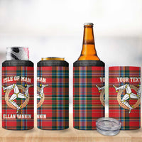 Personalized Isle of Man Triskelion 4 in 1 Can Cooler Tumbler Celtic Knots with Red Tartan