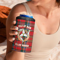Personalized Isle of Man Triskelion 4 in 1 Can Cooler Tumbler Celtic Knots with Red Tartan