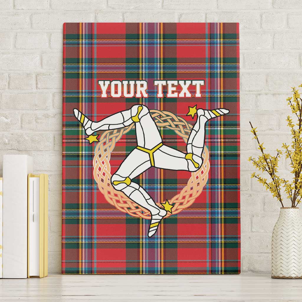 Personalized Isle of Man Triskelion Canvas Wall Art Celtic Knots with Red Tartan
