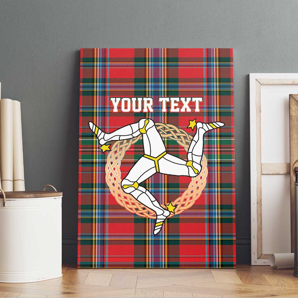 Personalized Isle of Man Triskelion Canvas Wall Art Celtic Knots with Red Tartan