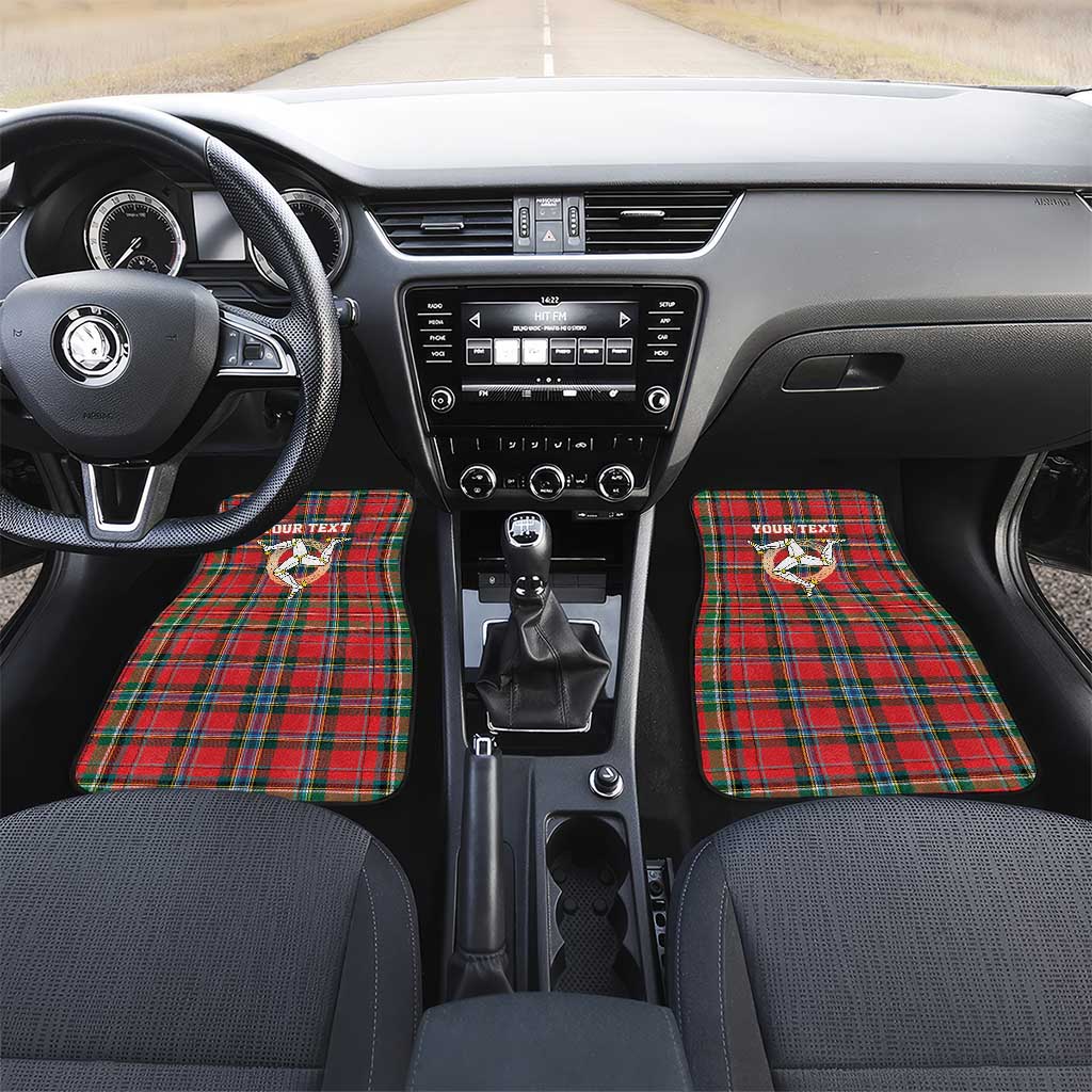Personalized Isle of Man Triskelion Car Mats Celtic Knots with Red Tartan