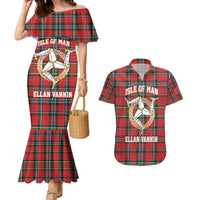 Personalized Isle of Man Triskelion Couples Matching Mermaid Dress and Hawaiian Shirt Celtic Knots with Red Tartan
