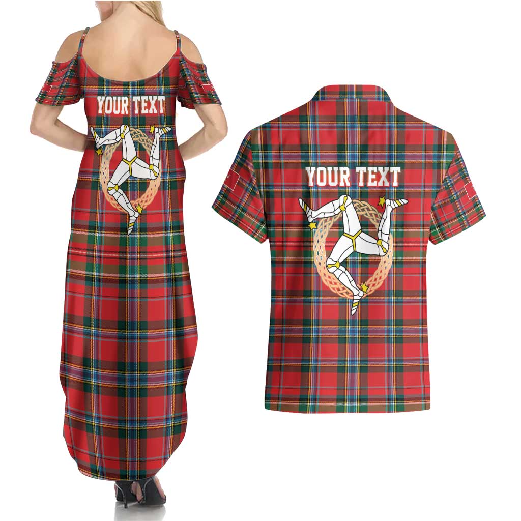 Personalized Isle of Man Triskelion Couples Matching Summer Maxi Dress and Hawaiian Shirt Celtic Knots with Red Tartan