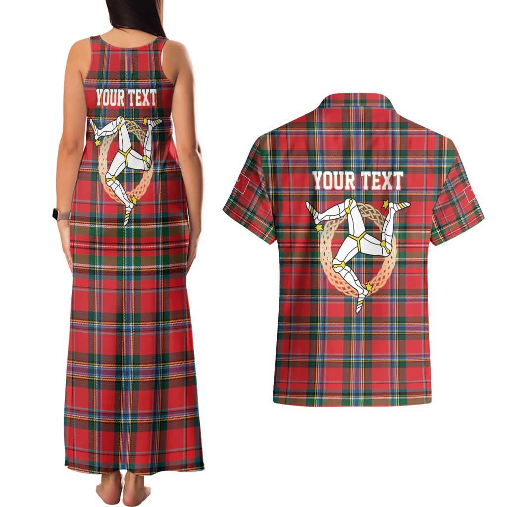 Personalized Isle of Man Triskelion Couples Matching Tank Maxi Dress and Hawaiian Shirt Celtic Knots with Red Tartan