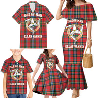 Personalized Isle of Man Triskelion Family Matching Mermaid Dress and Hawaiian Shirt Celtic Knots with Red Tartan