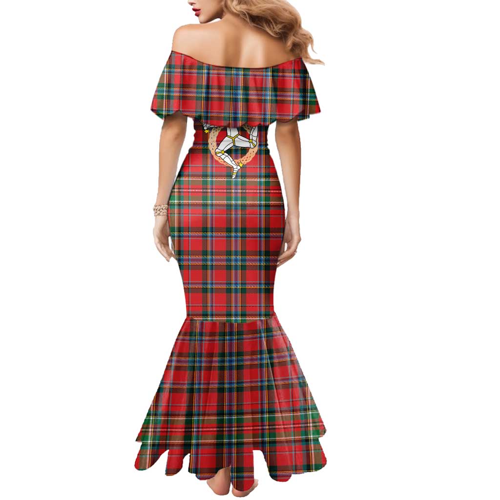 Personalized Isle of Man Triskelion Family Matching Mermaid Dress and Hawaiian Shirt Celtic Knots with Red Tartan