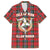 Personalized Isle of Man Triskelion Family Matching Off The Shoulder Long Sleeve Dress and Hawaiian Shirt Celtic Knots with Red Tartan