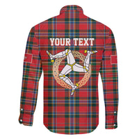 Personalized Isle of Man Triskelion Family Matching Off The Shoulder Long Sleeve Dress and Hawaiian Shirt Celtic Knots with Red Tartan