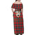 Personalized Isle of Man Triskelion Family Matching Off Shoulder Maxi Dress and Hawaiian Shirt Celtic Knots with Red Tartan