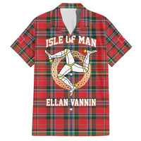 Personalized Isle of Man Triskelion Family Matching Off Shoulder Short Dress and Hawaiian Shirt Celtic Knots with Red Tartan