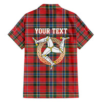 Personalized Isle of Man Triskelion Family Matching Off Shoulder Short Dress and Hawaiian Shirt Celtic Knots with Red Tartan