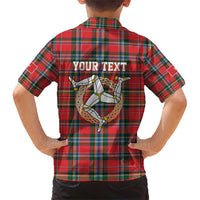 Personalized Isle of Man Triskelion Family Matching Short Sleeve Bodycon Dress and Hawaiian Shirt Celtic Knots with Red Tartan