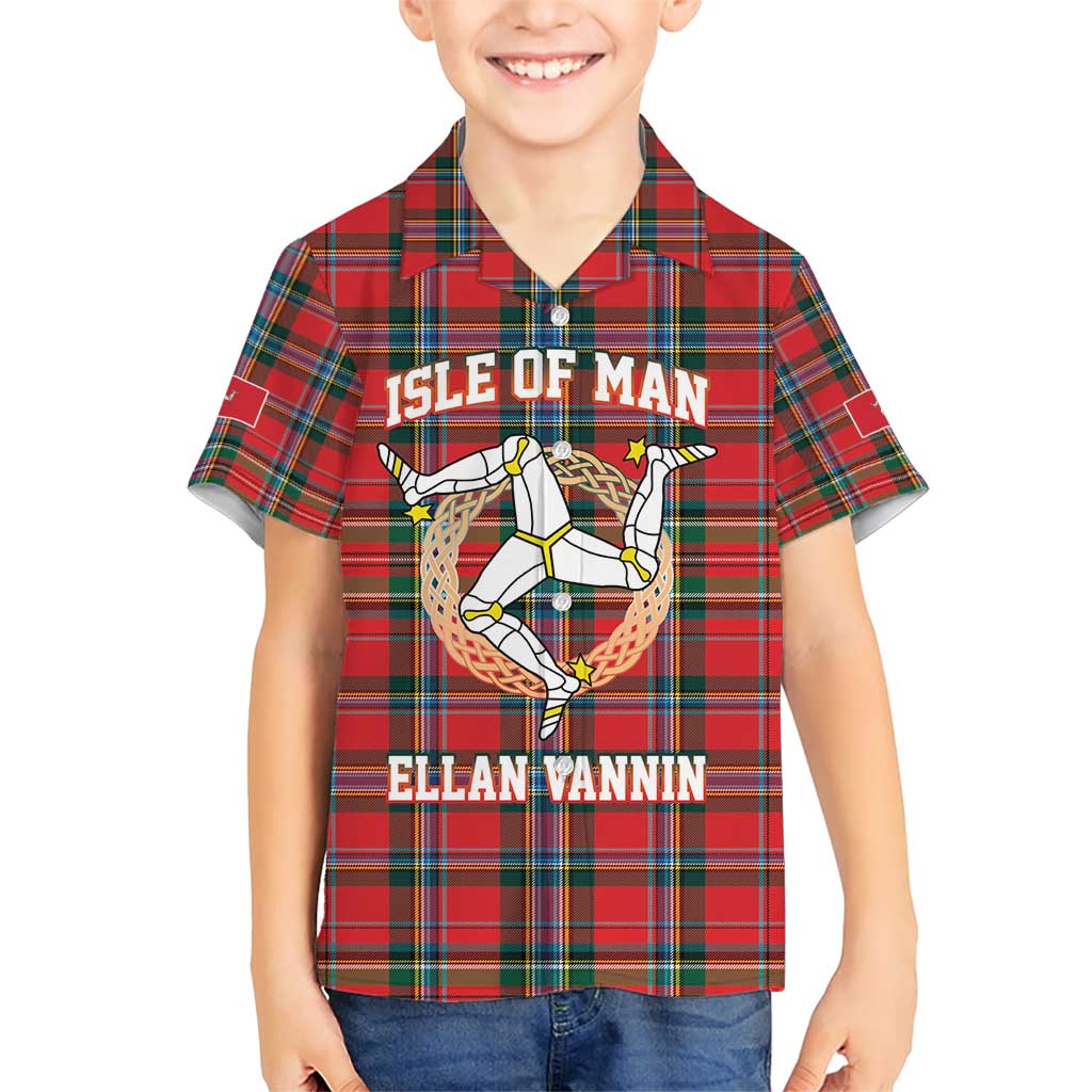 Personalized Isle of Man Triskelion Family Matching Short Sleeve Bodycon Dress and Hawaiian Shirt Celtic Knots with Red Tartan