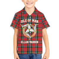 Personalized Isle of Man Triskelion Family Matching Short Sleeve Bodycon Dress and Hawaiian Shirt Celtic Knots with Red Tartan