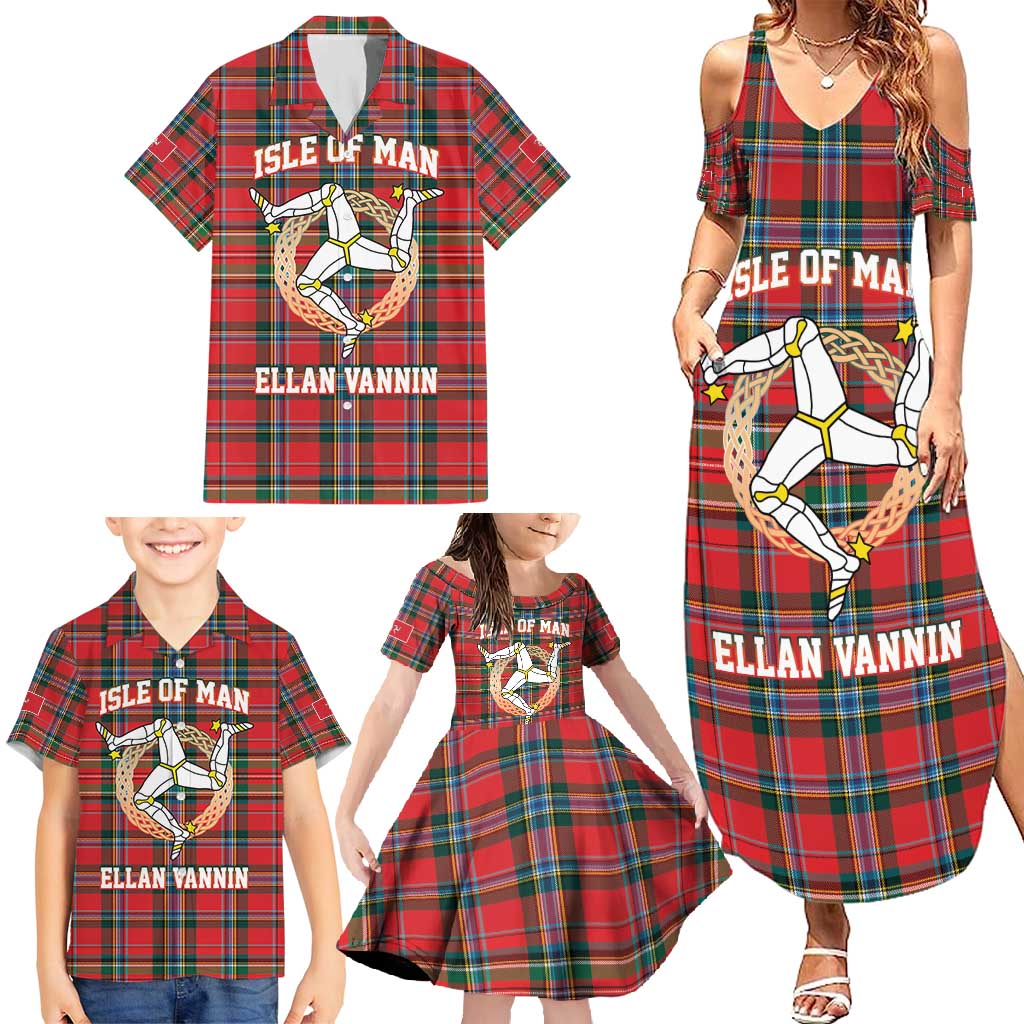 Personalized Isle of Man Triskelion Family Matching Summer Maxi Dress and Hawaiian Shirt Celtic Knots with Red Tartan