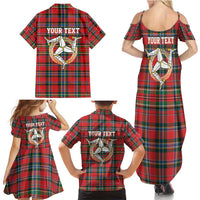 Personalized Isle of Man Triskelion Family Matching Summer Maxi Dress and Hawaiian Shirt Celtic Knots with Red Tartan
