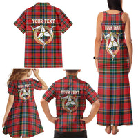 Personalized Isle of Man Triskelion Family Matching Tank Maxi Dress and Hawaiian Shirt Celtic Knots with Red Tartan