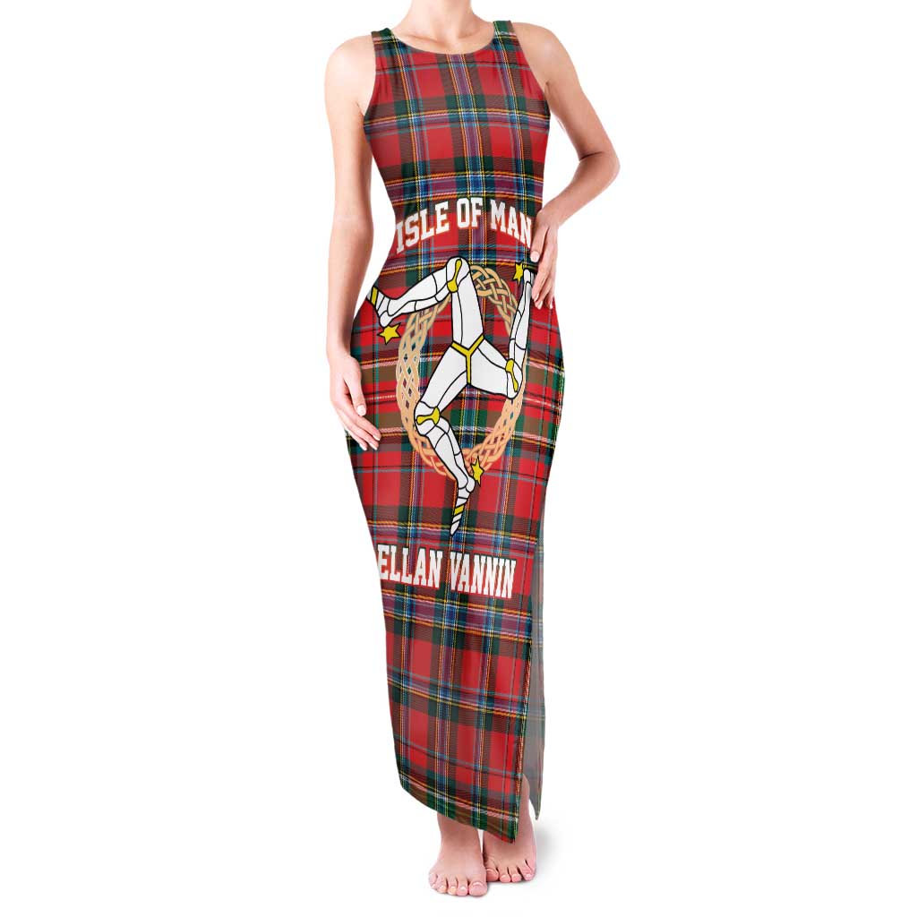 Personalized Isle of Man Triskelion Family Matching Tank Maxi Dress and Hawaiian Shirt Celtic Knots with Red Tartan