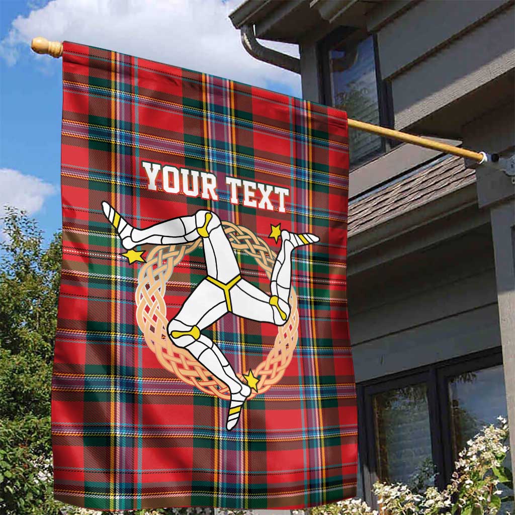 Personalized Isle of Man Triskelion Garden Flag Celtic Knots with Red Tartan