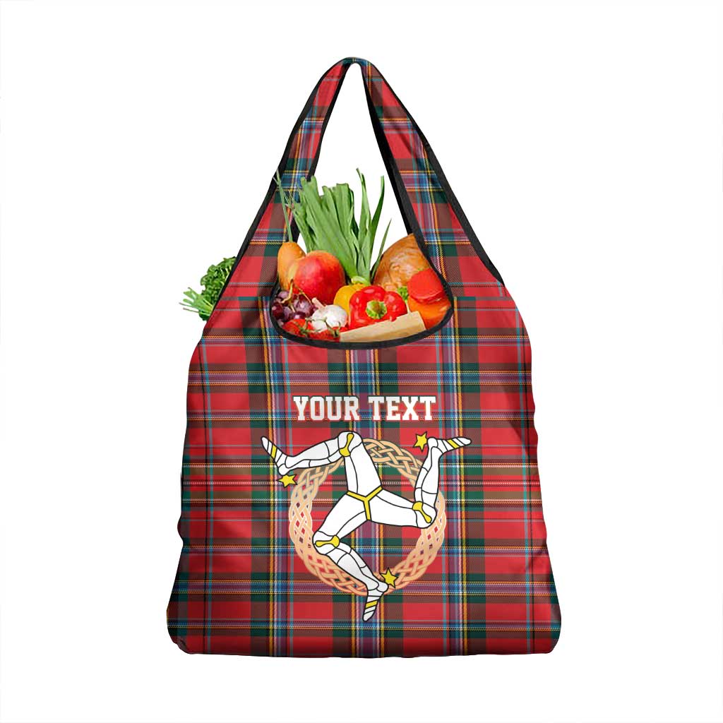 Personalized Isle of Man Triskelion Grocery Bag Celtic Knots with Red Tartan