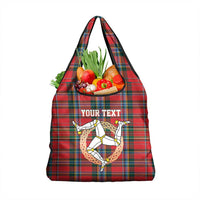 Personalized Isle of Man Triskelion Grocery Bag Celtic Knots with Red Tartan