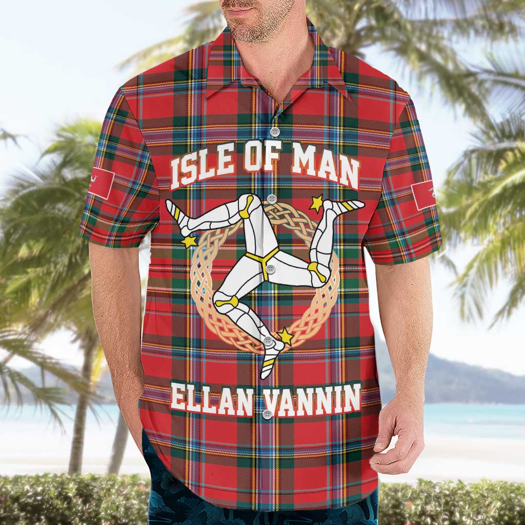 Personalized Isle of Man Triskelion Hawaiian Shirt Celtic Knots with Red Tartan