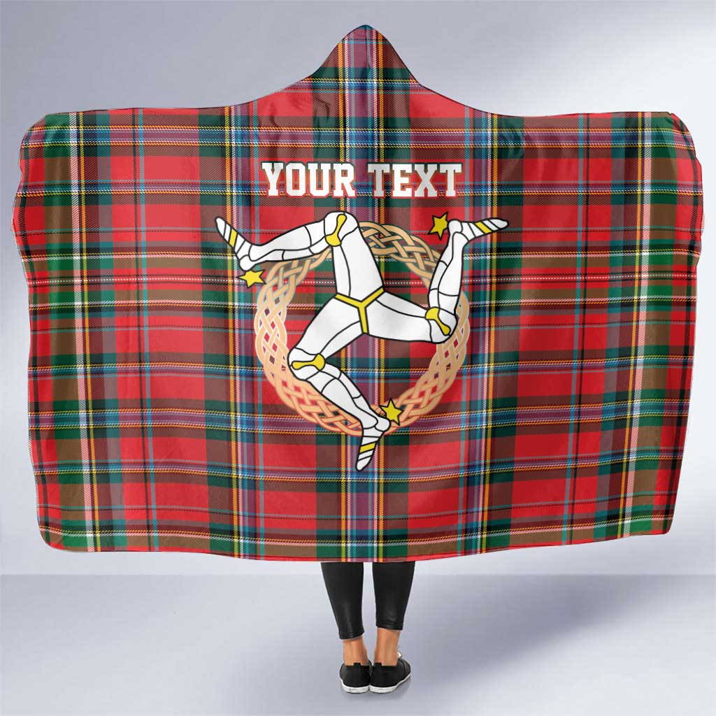 Personalized Isle of Man Triskelion Hooded Blanket Celtic Knots with Red Tartan