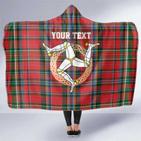 Personalized Isle of Man Triskelion Hooded Blanket Celtic Knots with Red Tartan