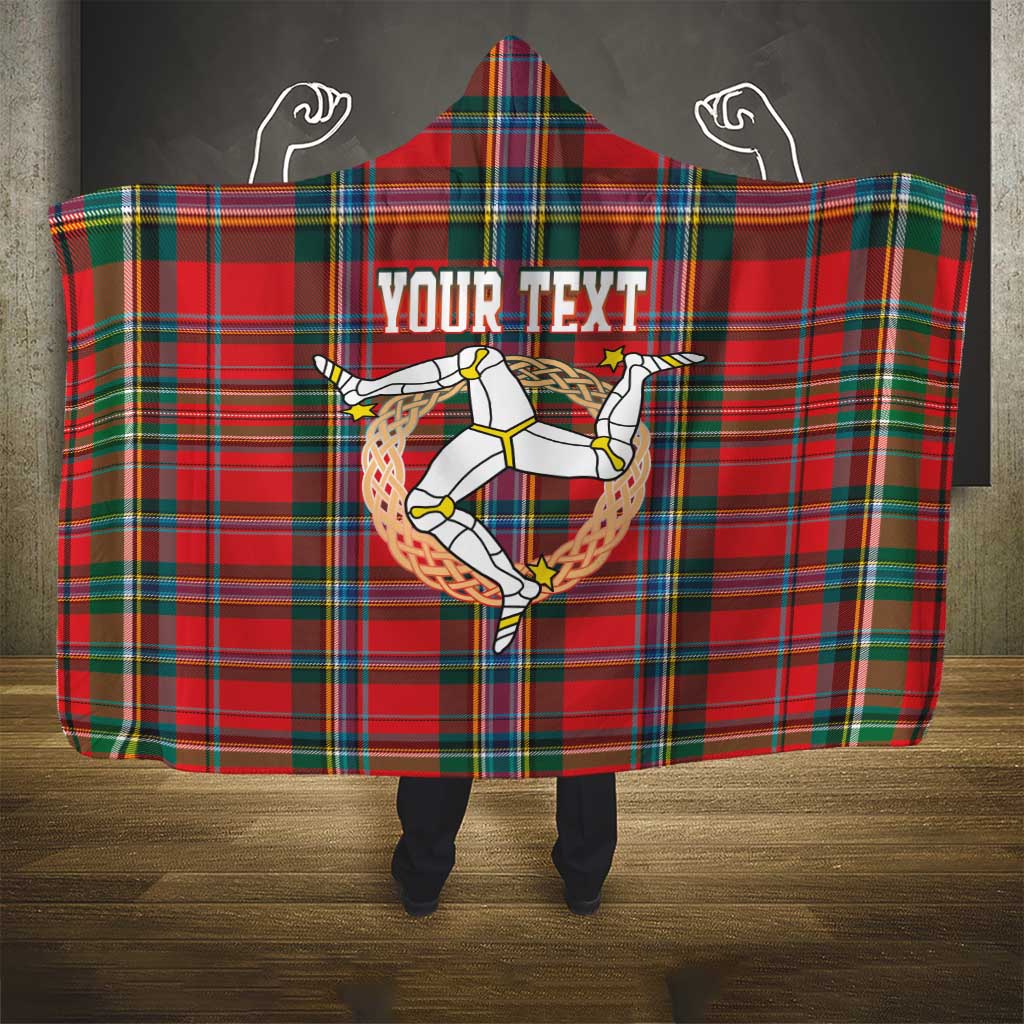 Personalized Isle of Man Triskelion Hooded Blanket Celtic Knots with Red Tartan