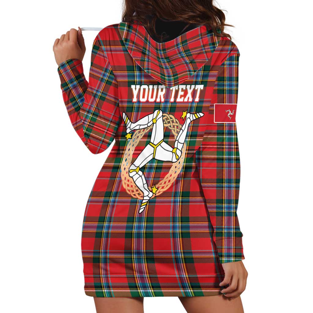 Personalized Isle of Man Triskelion Hoodie Dress Celtic Knots with Red Tartan