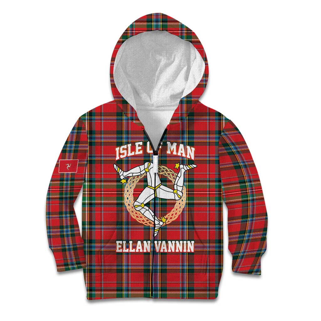 Personalized Isle of Man Triskelion Kid Hoodie Celtic Knots with Red Tartan
