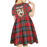 Personalized Isle of Man Triskelion Kid Short Sleeve Dress Celtic Knots with Red Tartan