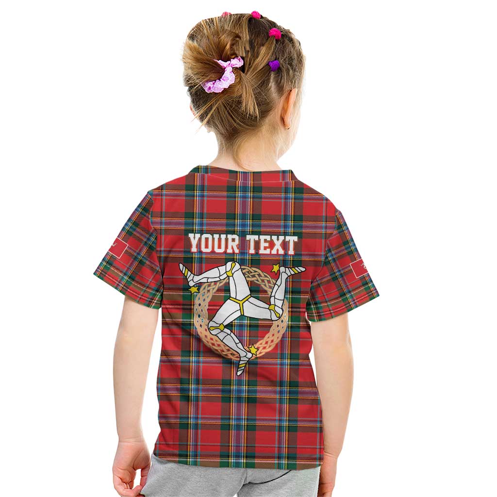 Personalized Isle of Man Triskelion Kid T Shirt Celtic Knots with Red Tartan