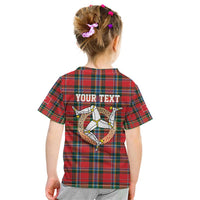 Personalized Isle of Man Triskelion Kid T Shirt Celtic Knots with Red Tartan