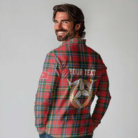 Personalized Isle of Man Triskelion Long Sleeve Polo Shirt Celtic Knots with Red Tartan