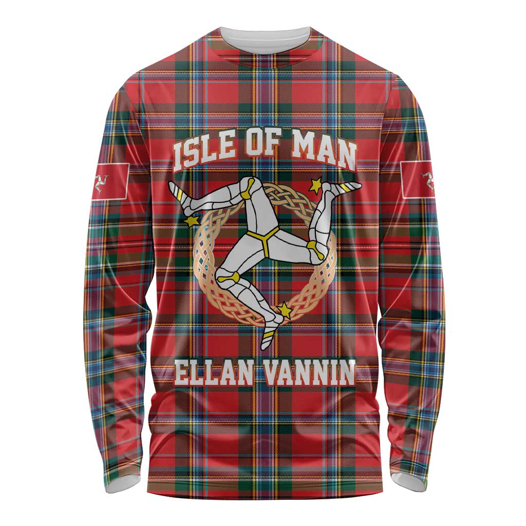 Personalized Isle of Man Triskelion Long Sleeve Shirt Celtic Knots with Red Tartan
